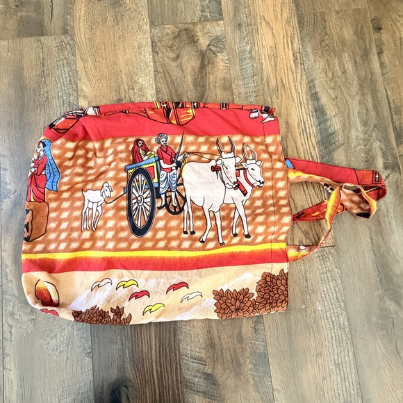 Other Handbags - Handmade recycled cotton artistic chariot cloth grocery bag upcycled bag unique